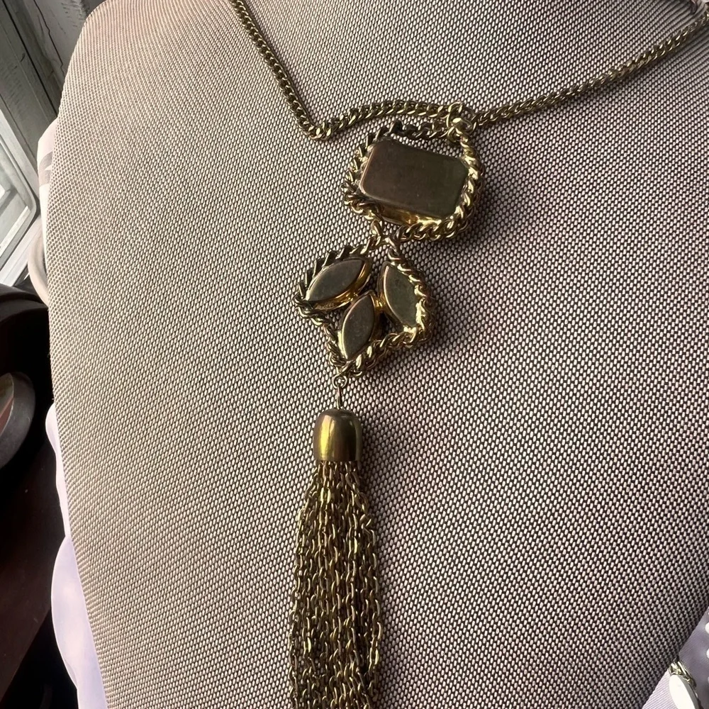 Vintage statement gold and black necklace and earrings set